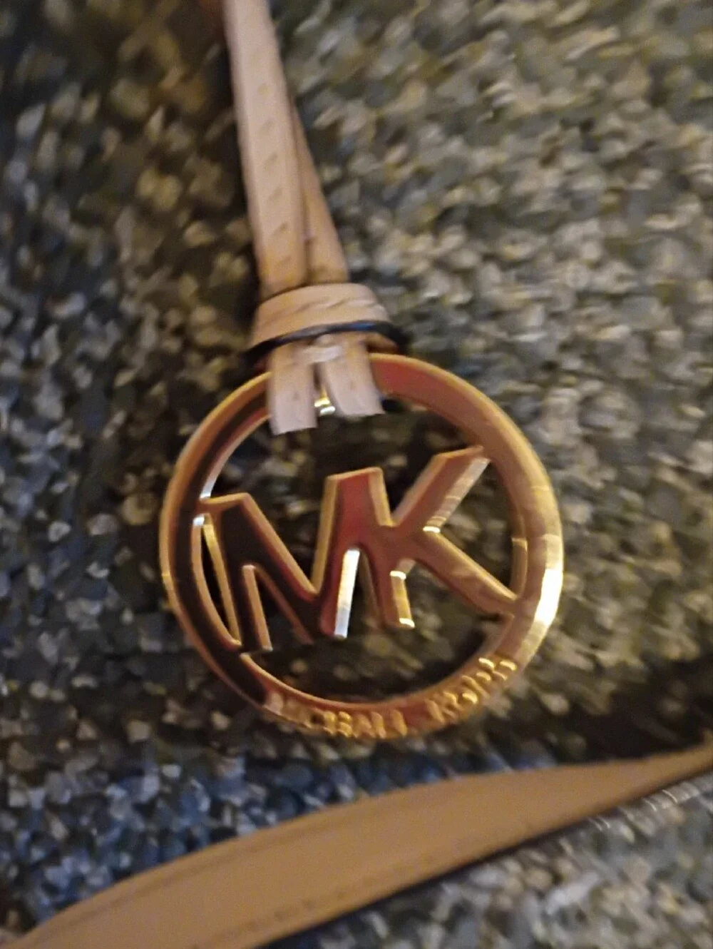 Michael Kors Pebbled  Black Leather Tote with Cream Handles and Gold Hardware